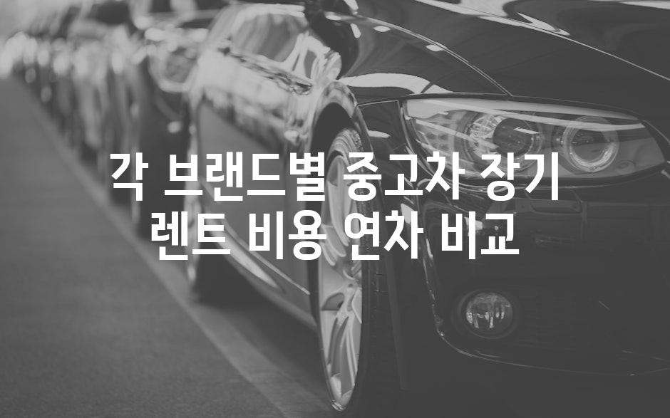 각 브랜드별 중고차 장기 렌트 비용 연차 비교