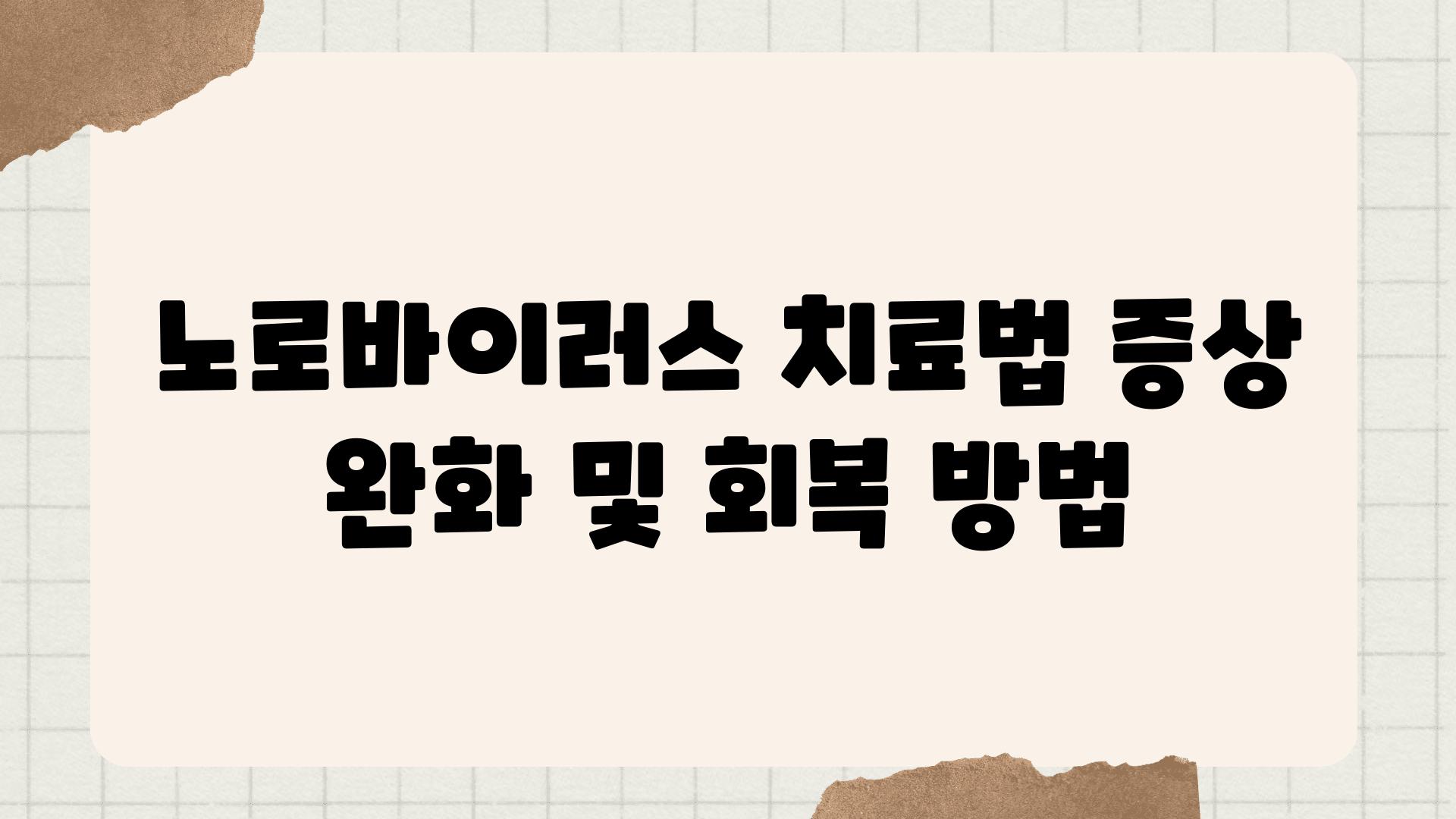 노로바이러스 치료법 증상 완화 및 회복 방법