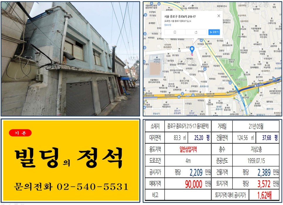 종로구 종로6가 215-17번지 건물이 2021년 05월 매매 되었습니다.