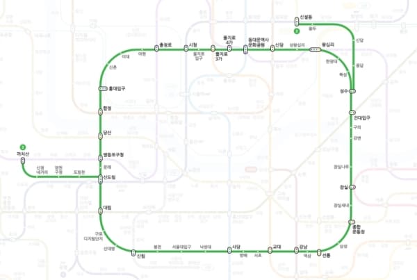서울지하철 2호선 노선도