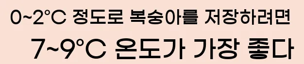  0~2°C 정도로 복숭아를 저장하려면 7~9°C 온도가 가장 좋다