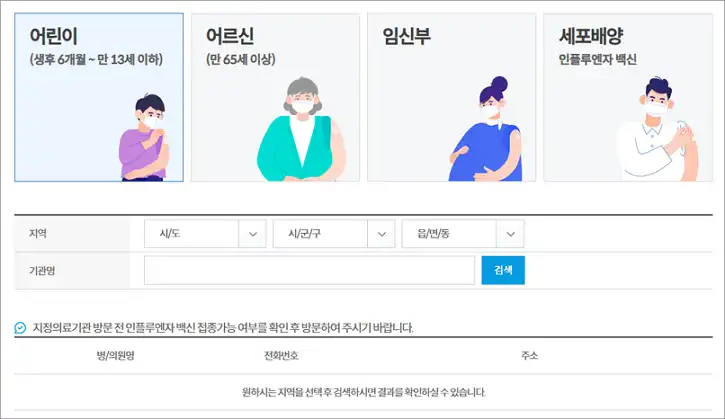 2022년 인플루엔자 독감 예방접종 전국 병원&#44; 지역별 병원 확인 사이트