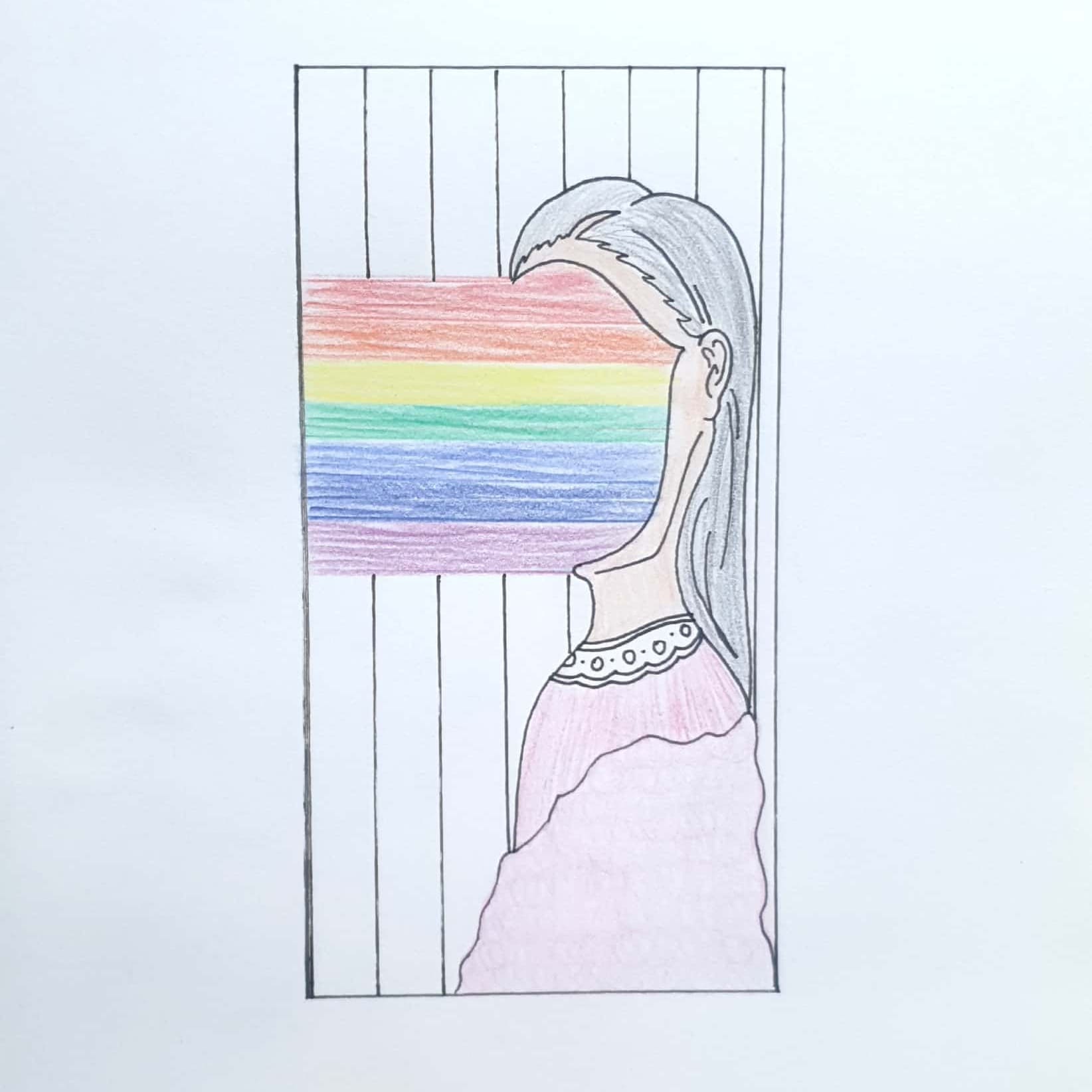 Rainbow Face 무지개 얼굴 / 일러스트 그림 드로잉 / 인물화 그리기