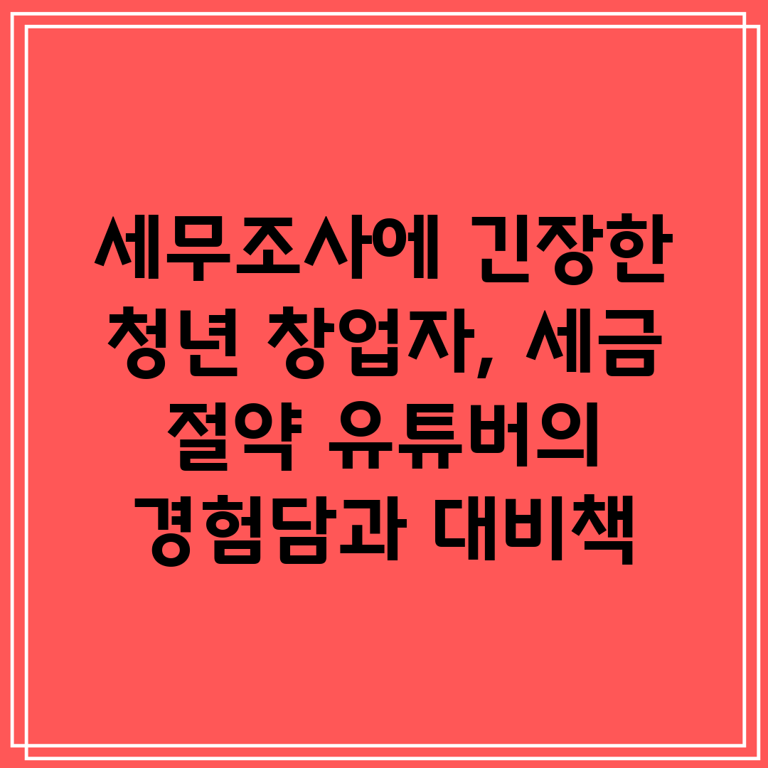 세무조사에 긴장한 청년 창업자, 세금 절약 유튜버의 경