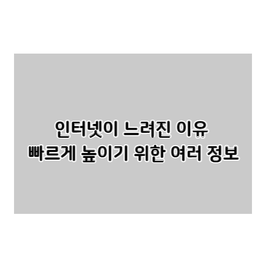  인터넷이 느려진 이유 빠르게 높이기 위한 여러 정보