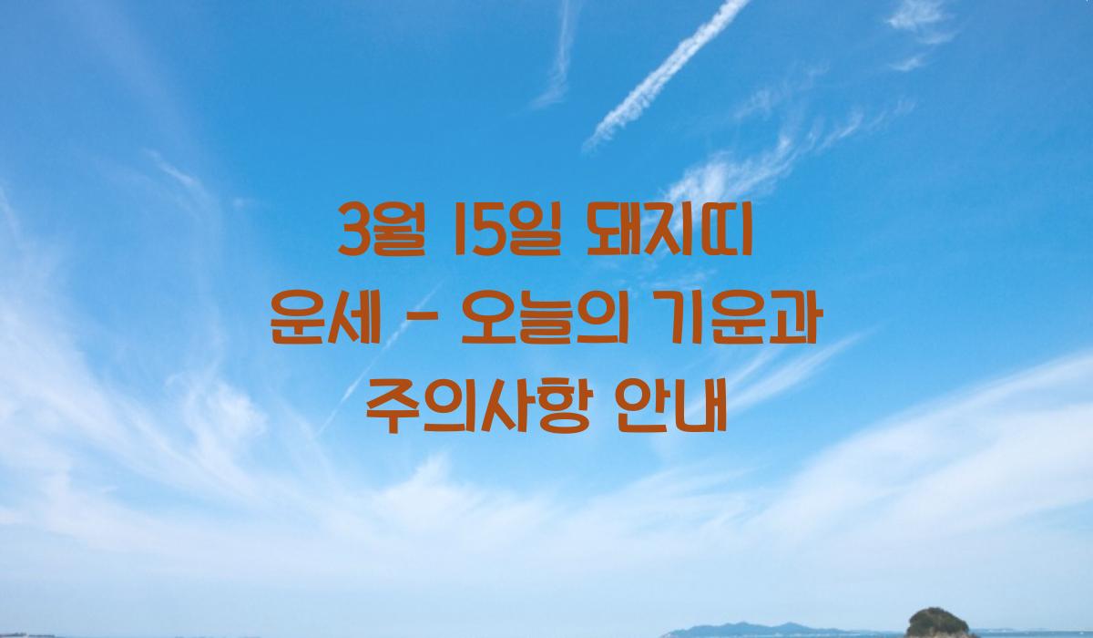 3월 15일 돼지띠 운세