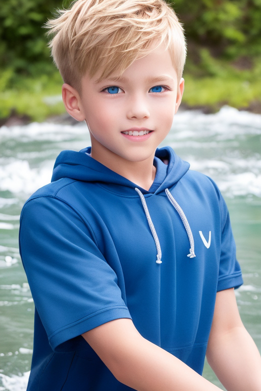  [Boy-122] valley & forest background images with a boy who has blond hair and blue eyes