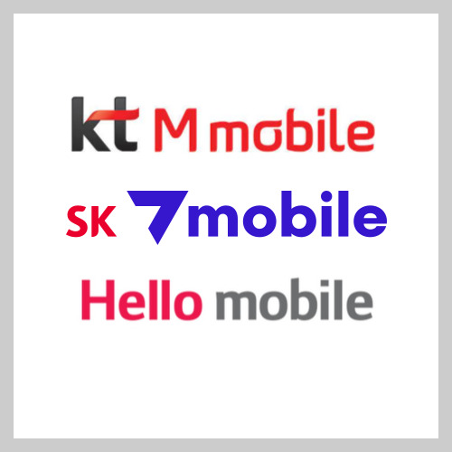 kt M모바일&#44; SK 세븐모바일&#44; LG 헬로모바일 로고