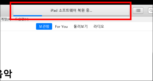 ipad 소프트웨어 복원 중