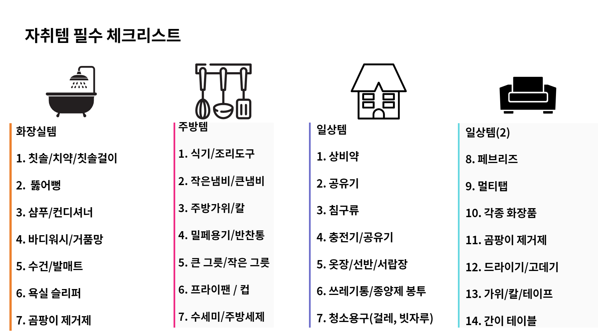  자취 필수템 리스트 이건 필수예요!!