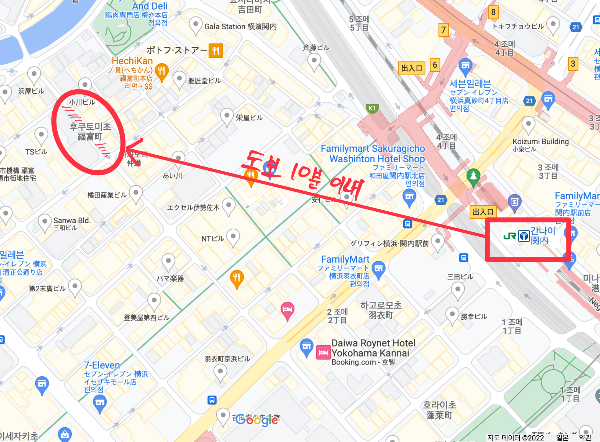 요코하마 코리안 타운(후쿠토미초) 위치_구글맵 캡쳐