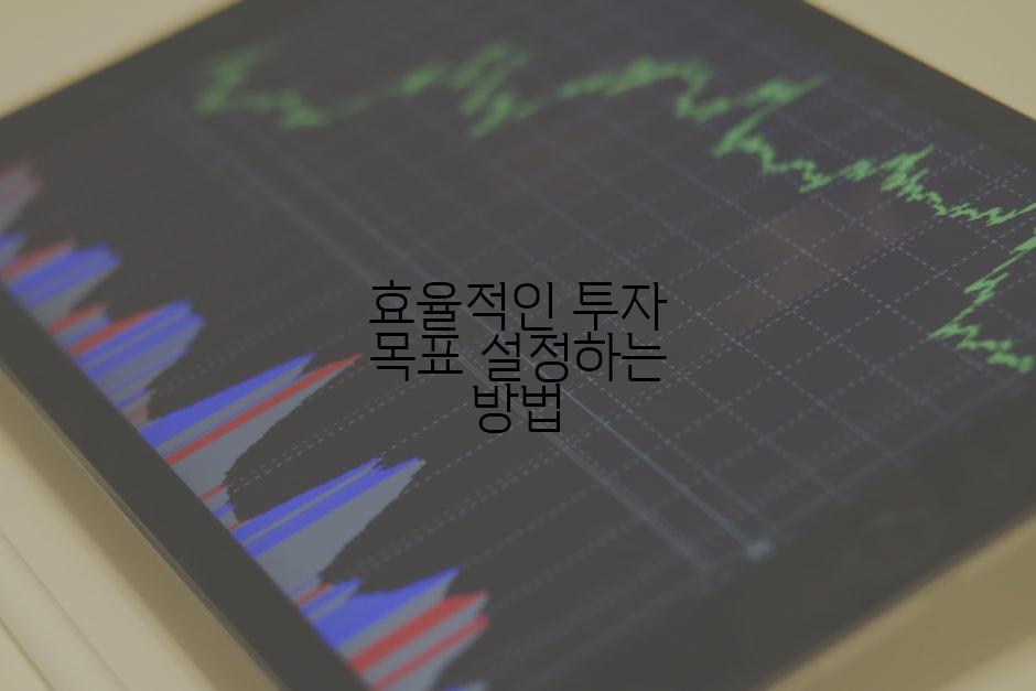 효율적인 투자 목표 설정하는 방법