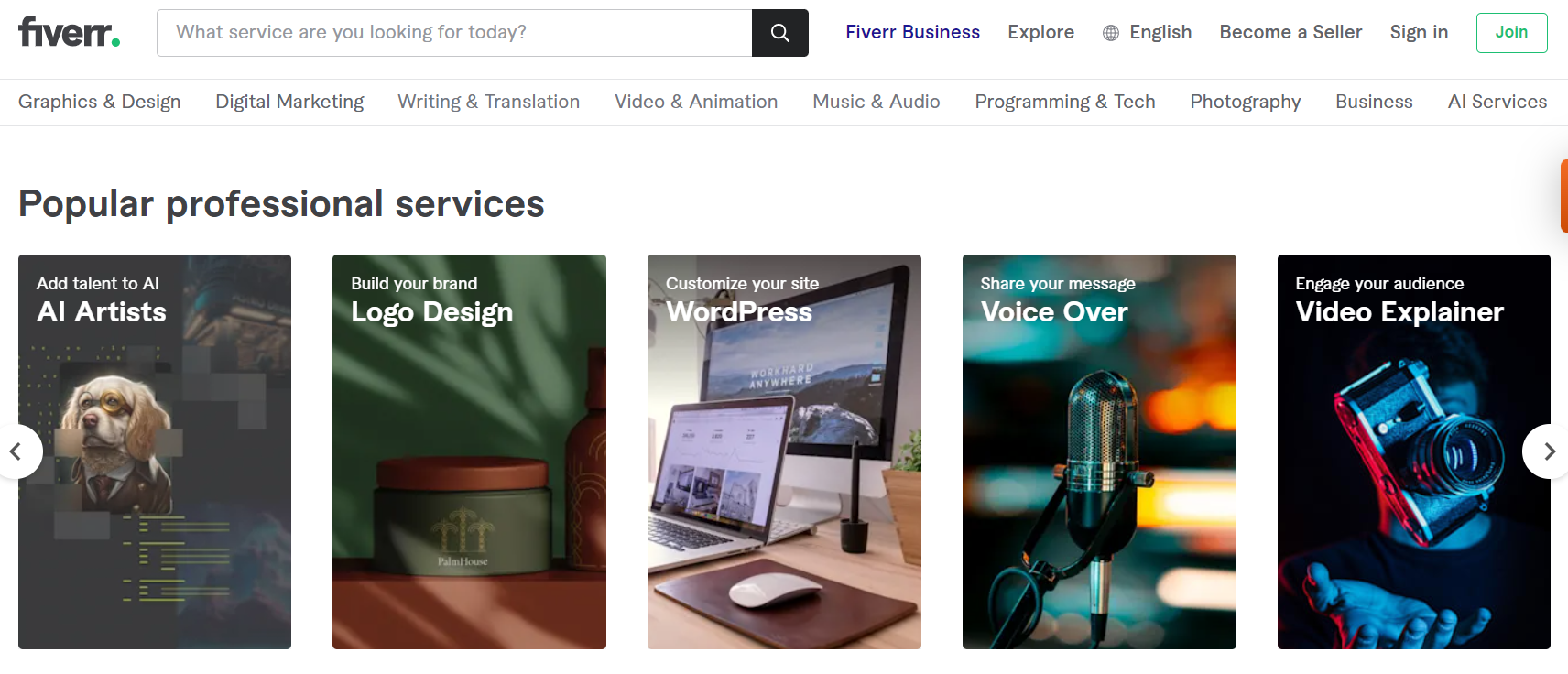 fiverr 화면 예시 1