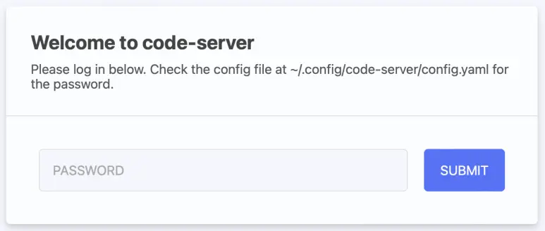 vs code-server 로그인 화면