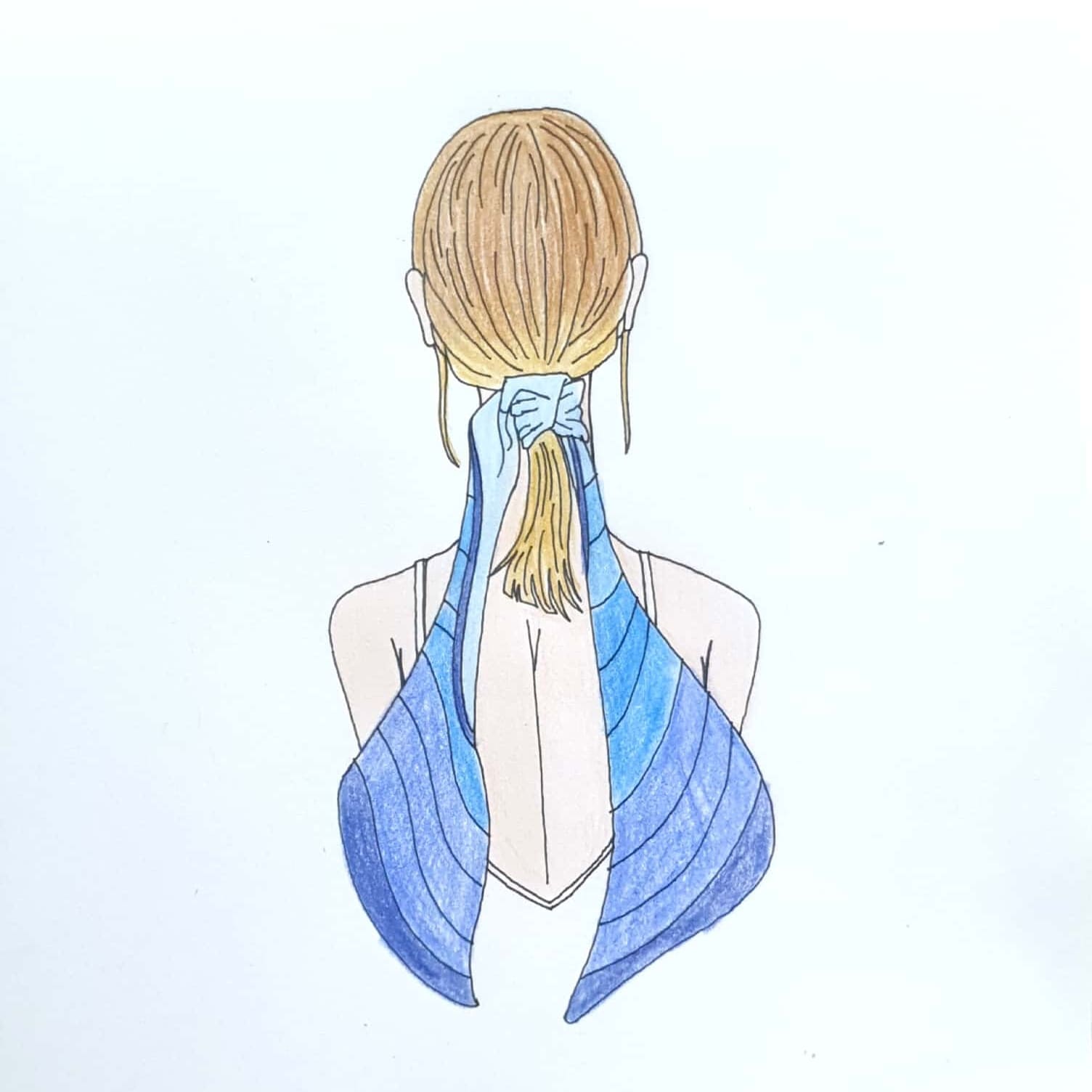  Blue Scarf 파란 스카프 / 일러스트 그림 드로잉 / 인물화 그리기