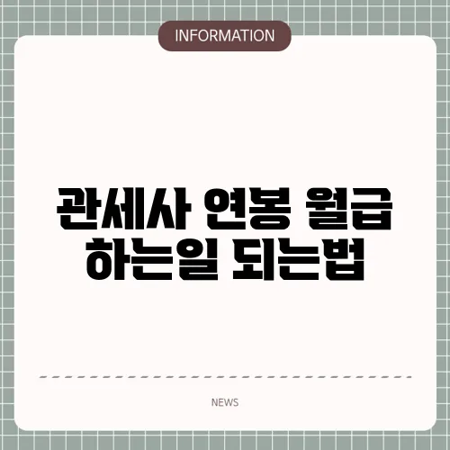 관세사 연봉 월급 하는일 되는법