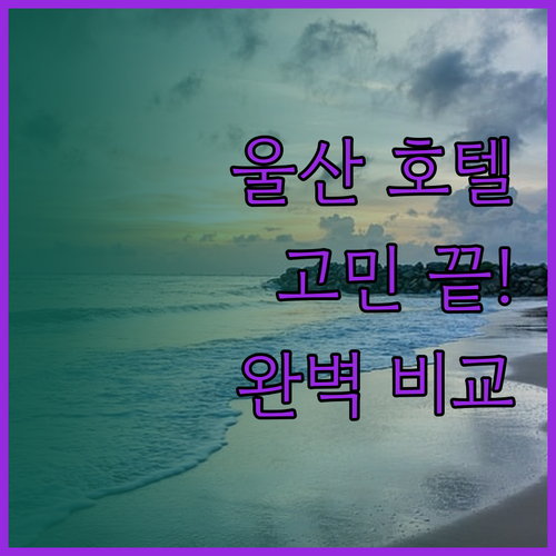 울산 호텔 고민 끝! 위치, 청결, 