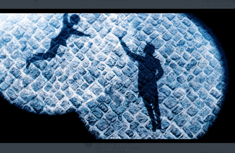 넷플릭스 안나라수마나라에서 리을과 윤아이가 무대에서 연기를 하면 벽에 그림자로 두 사람이 등장하는데 두 사람 다 공중에 붕 떠 있는 스틸컷