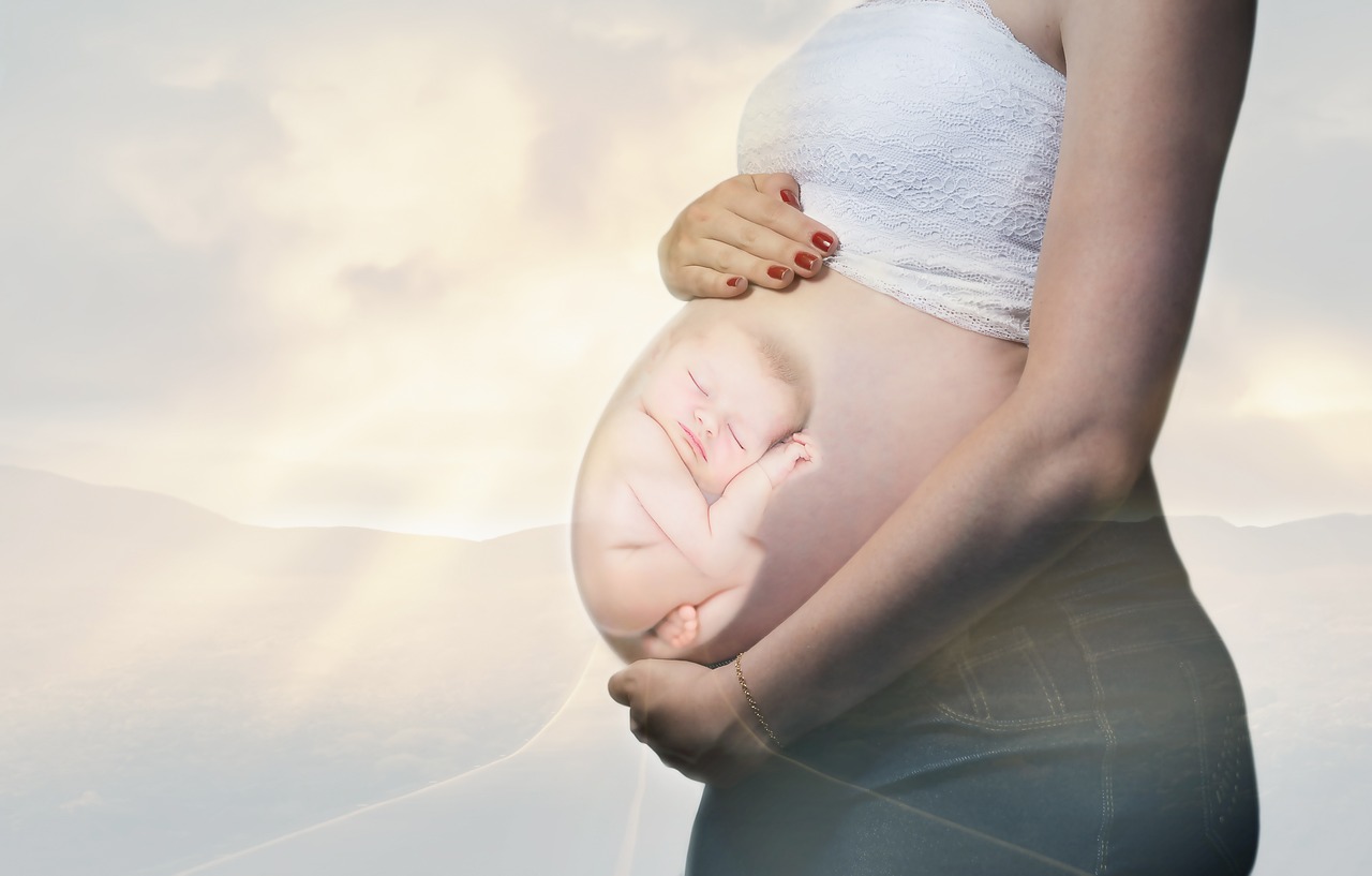 임신한 산모와 뱃속의 아이