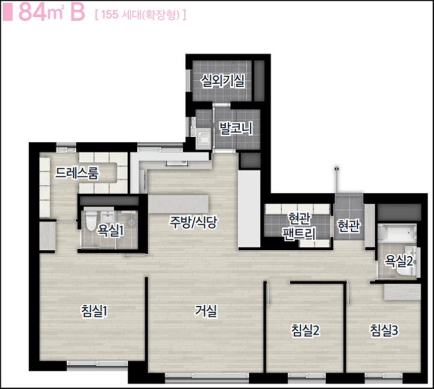 김해-주촌-이편한세상-84B-평면도(34평형-B타입)