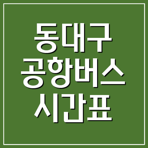  동대구터미널 공항버스 시간표 및 요금 (인천공항)