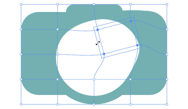 여러 개의 조절점을 한꺼번에 조작한 예시