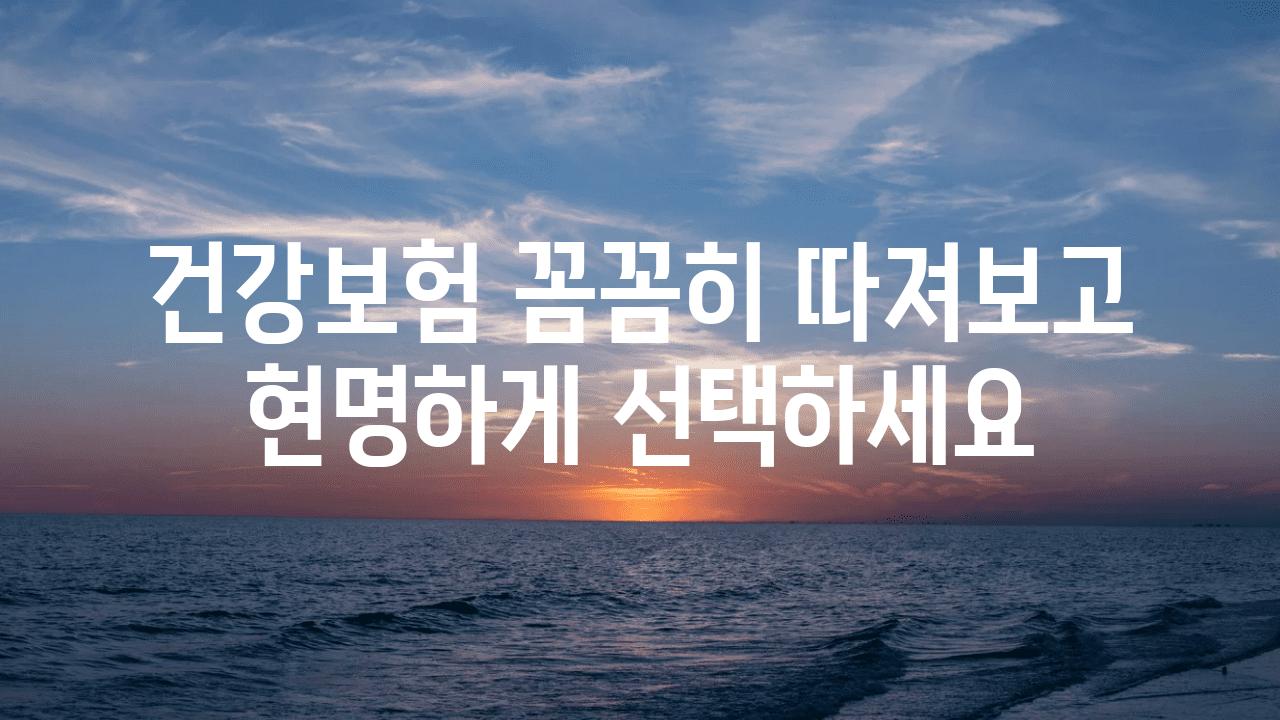 건강보험 꼼꼼히 따져보고 현명하게 선택하세요