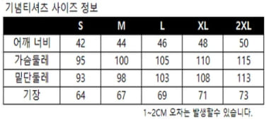 기념티셔츠사이즈-정보