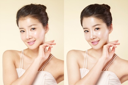 女優「イ・シヨン」補正前後 (出典: 業界新聞)
