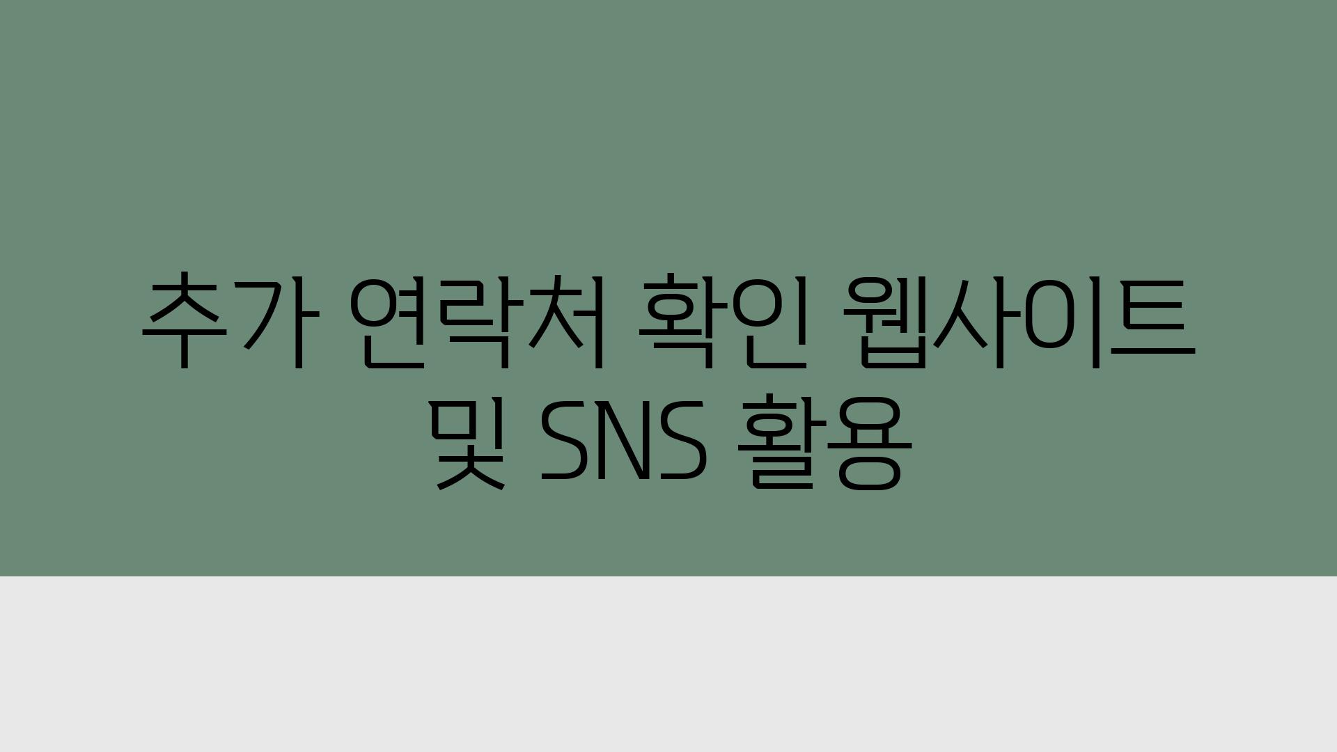 추가 연락처 확인 웹사이트 및 SNS 활용