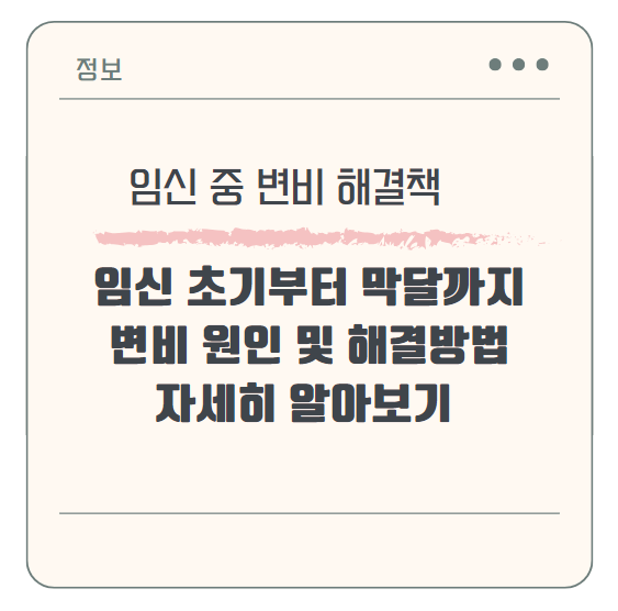 임신 초기부터 막달까지 괴롭히는 변비, 그 원인과 해결방법 알아보기