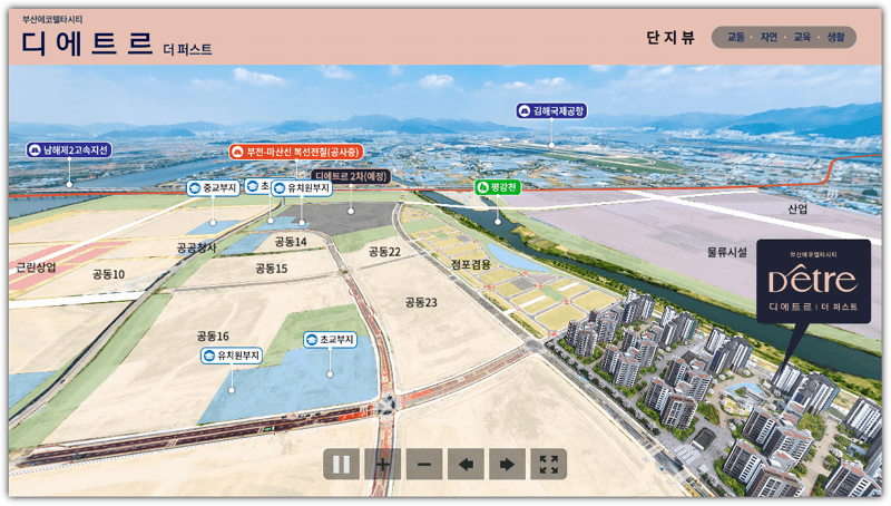 부산에코델타시티 디에트르 더퍼스트 가상 항공뷰로 본 입지