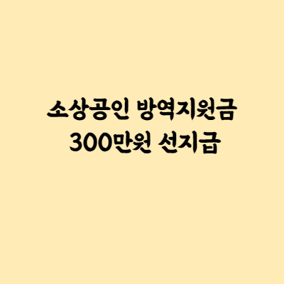  소상공인 방역지원금 300만원 선지급