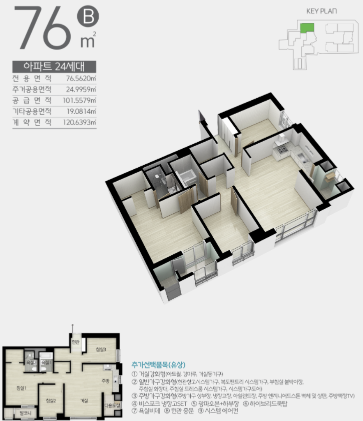 사하 삼정그린코아 더시티 평면도_76A