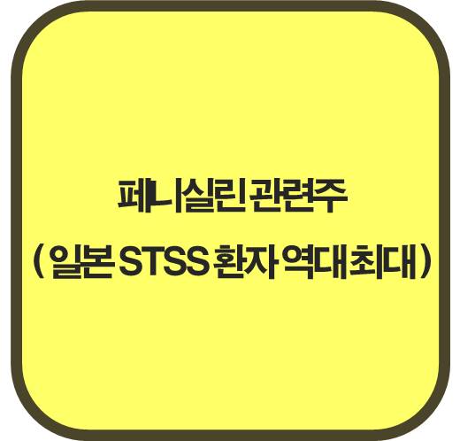 페니실린 관련주 6종목 ( 일본 STSS 환자 역대 최대 )