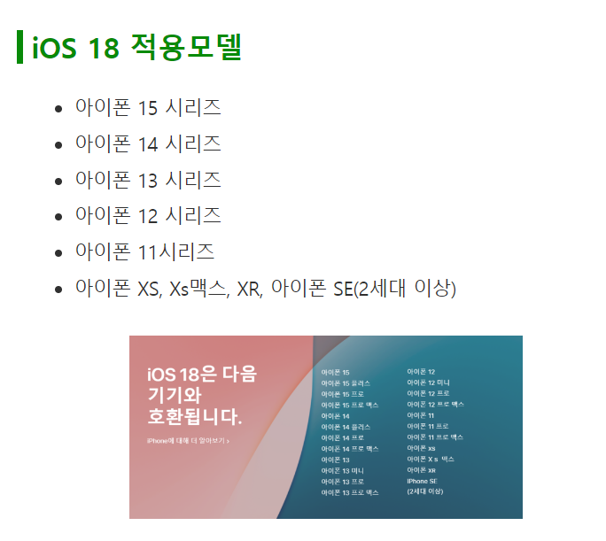 iOS 18 적용모델