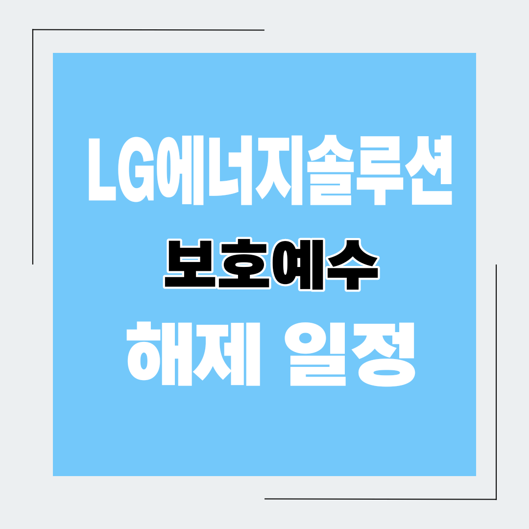  LG에너지솔루션 보호예수 해제일정 락업해제 날짜