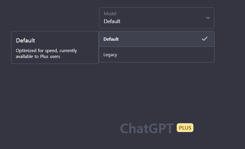 ChatGPT Plus의 Default 모드와 Legacy 모드