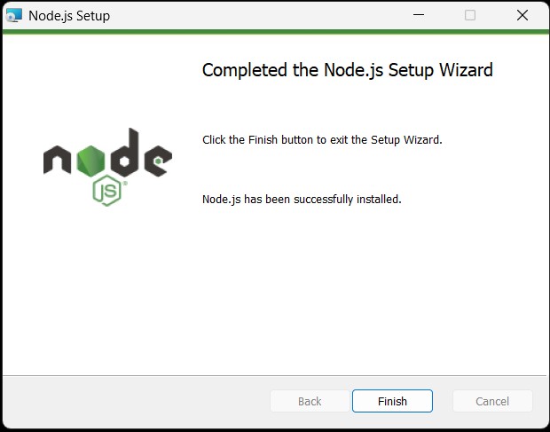 nodejs 설치 완료