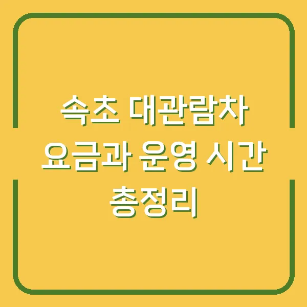 속초 대관람차 요금과 운영 시간 총정리