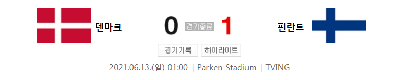  (유로 2020 조별리그 B조) 덴마크 (0) 대 핀란드 (1) 축구 경기 하이라이트