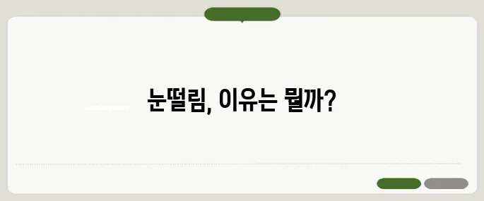 눈떨림 이유 간단 정리 피로와 스트레스가 주요 원인