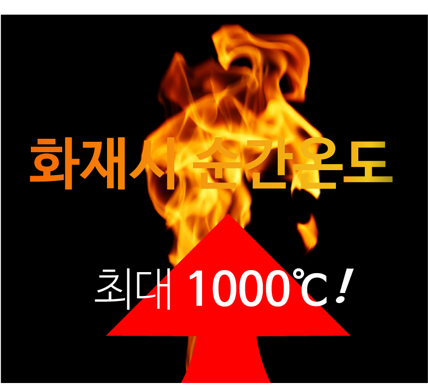 화재시 순간온도는 최대 섭씨 1000도에 이릅니다.