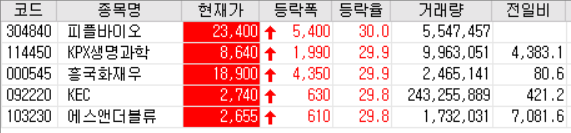  20.10.19 상한가 주식공부 (피플바이오/KPX생명과학/에스앤더블류)