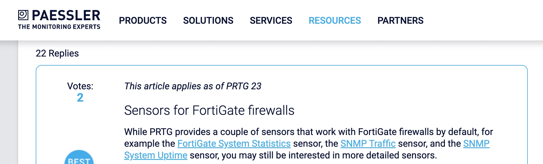 PRTG Fortigate 방화벽 센서 구현 문제