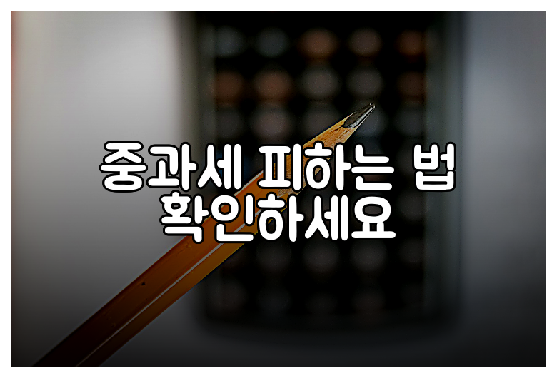 중과세 피하는 법 확인하세요