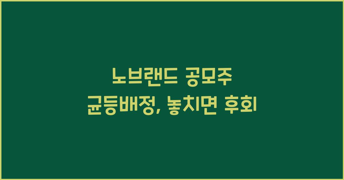 노브랜드 공모주 균등배정