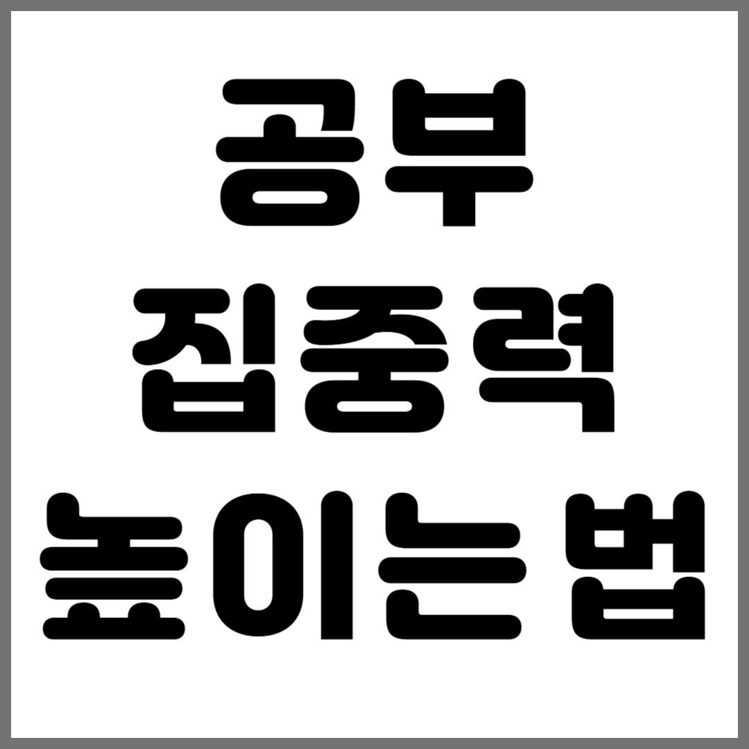 공부 집중력 높이는 법