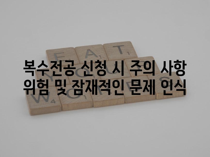 복수전공 신청 시 주의 사항 위험 및 잠재적인 문제 인식