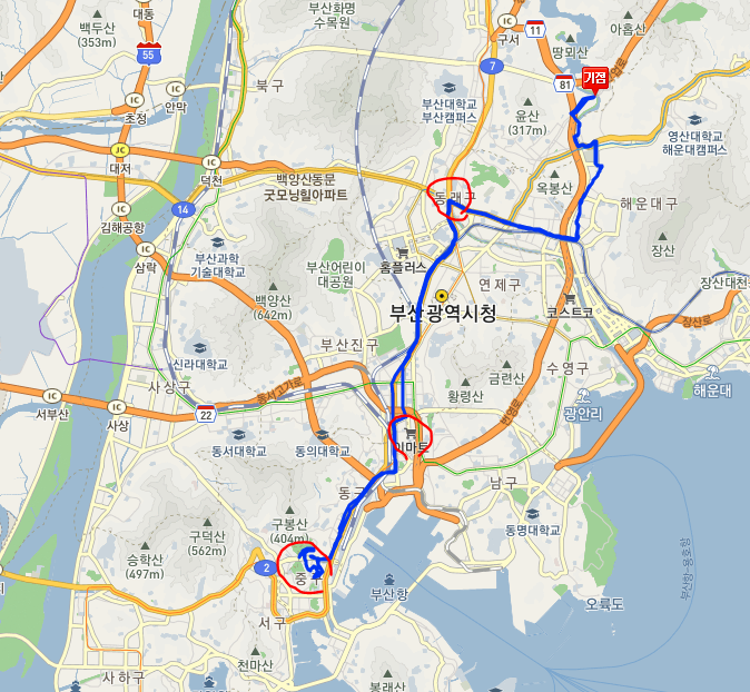  부산 43번버스 노선, 시간표 정보 :: 반여농산물시장, 동래역, 서면역, 부산진역, 부산역